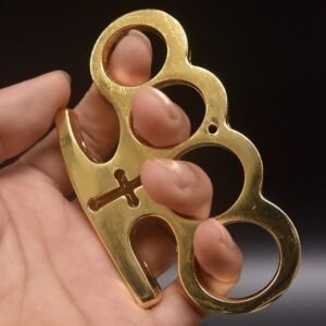 Herramienta de bolsillo EDC de nudillos de bronce de autodefensa para exteriores con forma de cruz