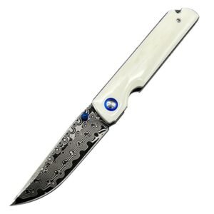 Cuchillo plegable de acero de Damasco VG10 de alta dureza, cuchillo plegable portátil.