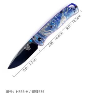 Butterfly 535 M390 Sanding DLC Blade Titanium Laser Handle Blue SF Express