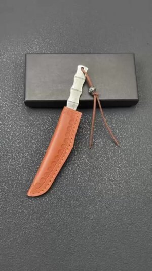 Bamboo-Style Damascus Fixed Blade Knife