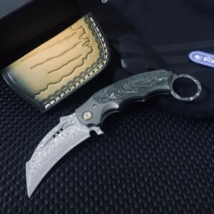 Violent Forest Folding Claws Damascus Karambit Knife
