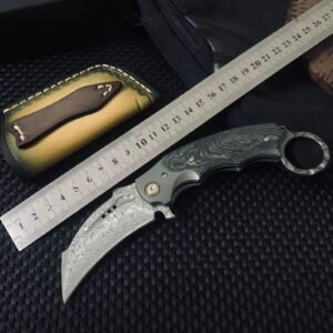 Violent Forest Folding Claws Damascus Karambit Knife