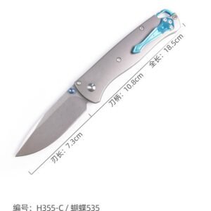 Butterfly 535 M390 Stone Washed Titanium Shunfeng Folding Knife