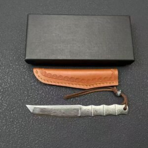 Bamboo-Style Damascus Fixed Blade Knife