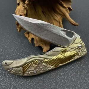 Koi Damascus Mini Folding Knife