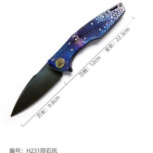 Crater Sanding DLC M390 Titanium Handle SF Folding Knife