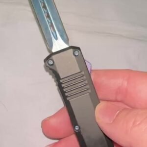 Zinc Handle UT70 Blue Titanium Damascus OTF Knife