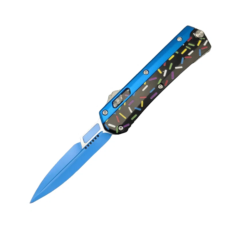 微信图片_20250428153110.webp Donut Fighter Switchblade OTF Knife--Blue & Black